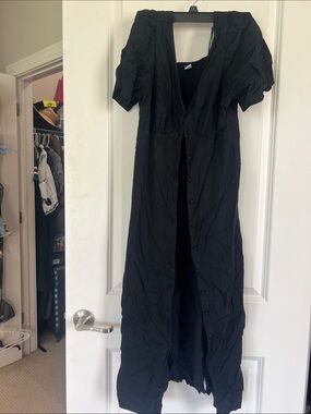 Old Navy Black Button-Front Maxi Dress